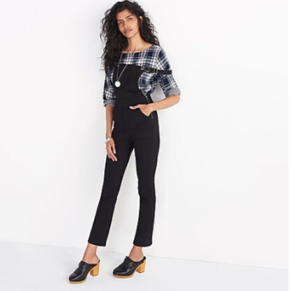 Madewell Cali Demi-Boot Overalls in Black Frost sz M‎